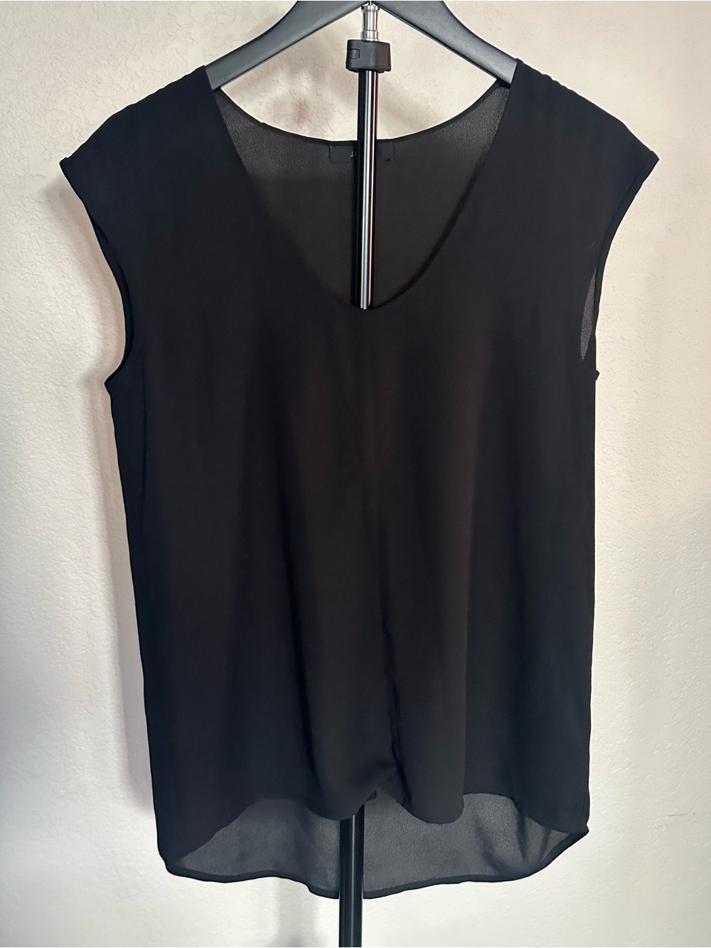 J. Crew Black Sleeveless V-Neck Chiffon Blouse